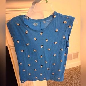 Ann Taylor Loft Flower Print T Shirt